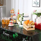 Tudomro 3 Pcs Happy Birthday Tablecloths – Black & Green Disposable Covers, 108 x 54 in