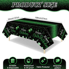 Tudomro 3 Pcs Happy Birthday Tablecloths – Black & Green Disposable Covers, 108 x 54 in