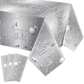 Tudomro 3 Pcs Happy Birthday Tablecloths – 54 x 108 in Silver Plastic Covers