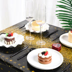 Tudomro 3 Pcs Happy Birthday Tablecloths – Black & Gold Disposable Table Covers 54 x 108 in