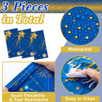 Tudomro 3 Pcs Happy Birthday Tablecloths – Blue & Gold, 108 x 54 in