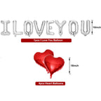 TUEPULL I Love You Foil Balloons Banner – Wall Letters & Heart Balloons for Birthday, Anniversary & Valentine's Day