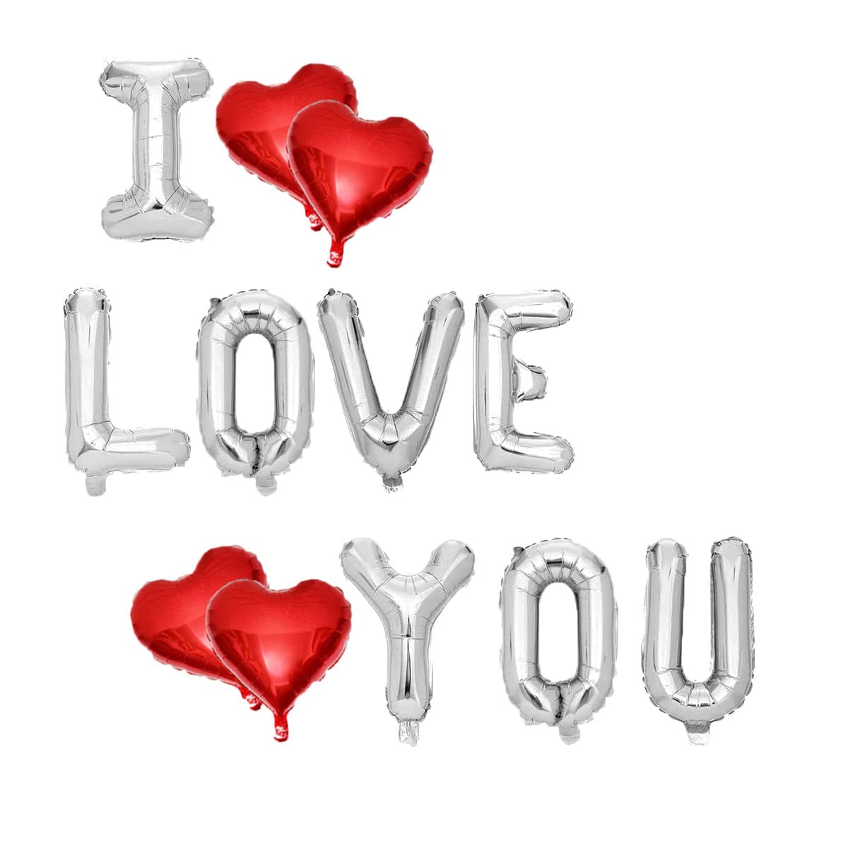 TUEPULL I Love You Foil Balloons Banner – Wall Letters & Heart Balloons for Birthday, Anniversary & Valentine's Day