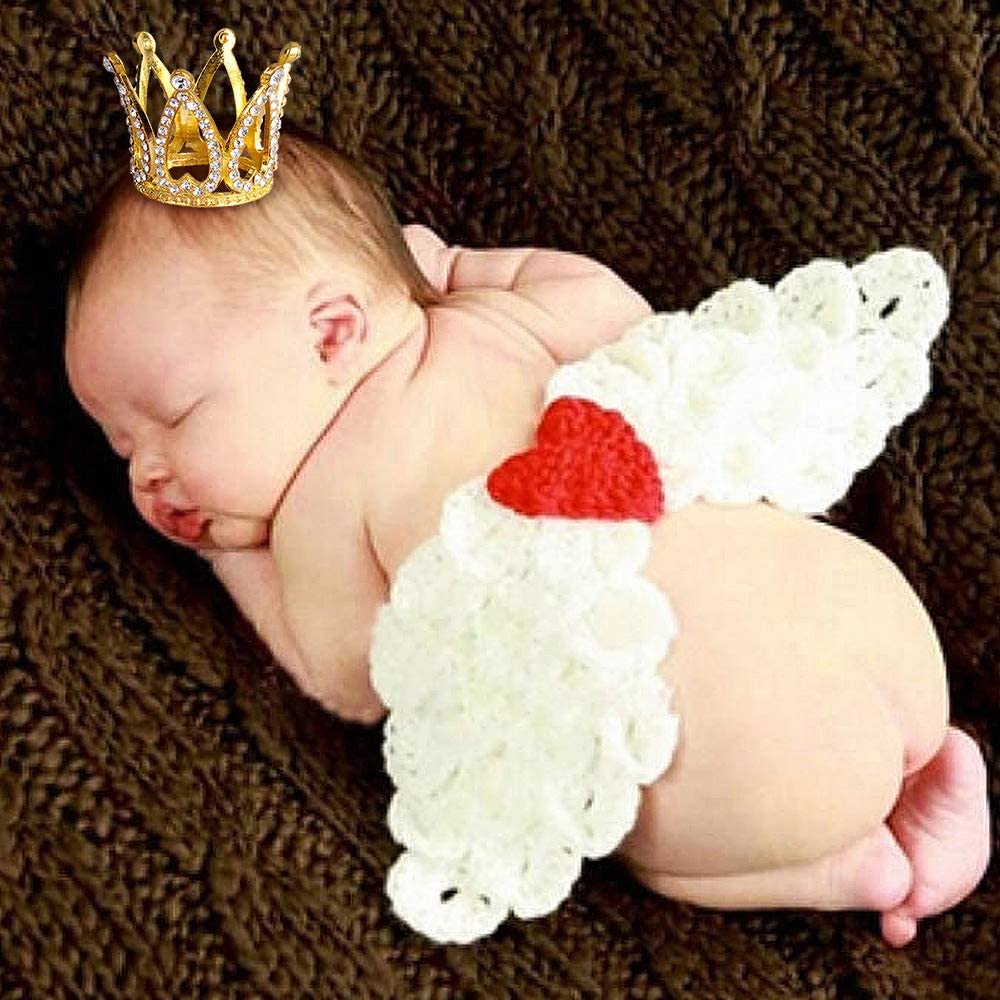 TUETOE Mini Infant Crown – Gold Crystal Rhinestone Cake Topper for Newborn Photo Props