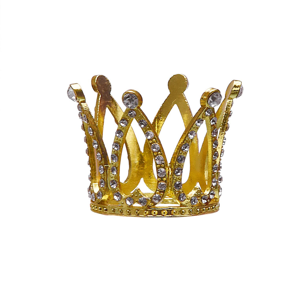 TUETOE Mini Infant Crown – Gold Crystal Rhinestone Cake Topper for Newborn Photo Props