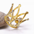 TUETOE Mini Infant Crown – Gold Crystal Rhinestone Cake Topper for Newborn Photo Props