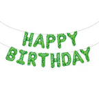 TUMEYET Cartoon Green Pixel Miner Birthday Balloons – 16 Inch Letters & Numbers Banner