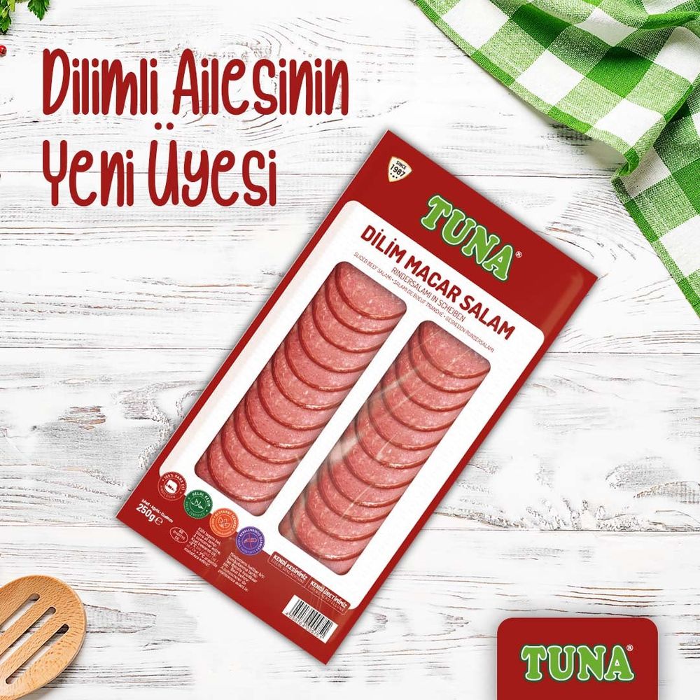 Tuna Dilimli Macar Salam Sliced Beef Salami Pack 250g
