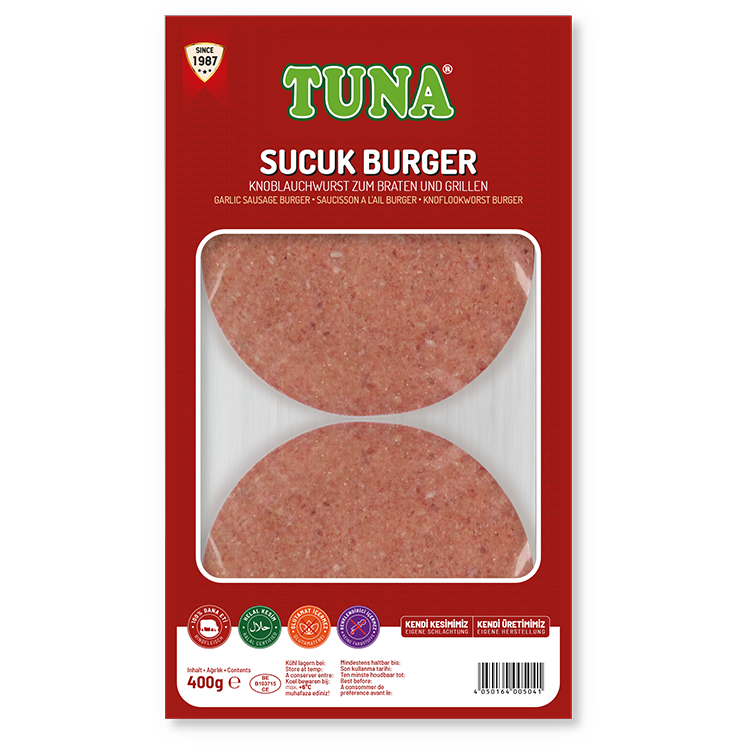 Tuna Turkish Sucuk Burger Garlic Sausage Patties 400g