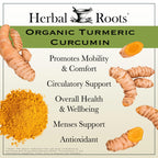 Herbal Roots - Turmeric Curcumin Capsules - Extra Strength - 1000mg Pure Organic Turmeric Supplement, 95% Standardized Curcumin Extract with BioPerine Pepper and Ginger