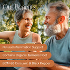 Organic Turmeric Curcumin with BCM-95 & Black Pepper – Inflammation, Brain & Immune Health | 60 Vegan Capsules