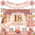 Turypaty 18th Birthday Decorations for Girls - Pink Rose Gold Banner, Balloons & Centerpieces