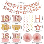 Turypaty 18th Birthday Decorations for Girls - Pink Rose Gold Banner, Balloons & Centerpieces