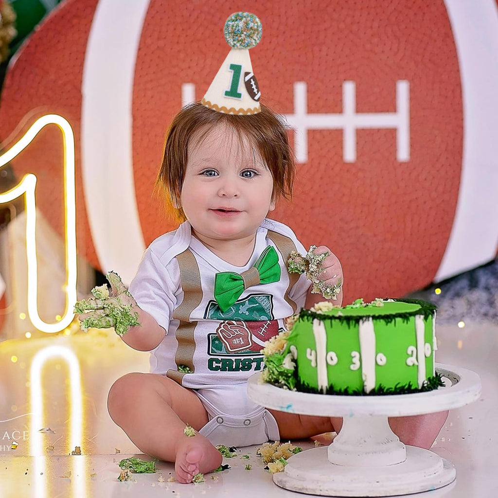 TUTOTU 1st Birthday Football Party Hat – Boys Birthday Decorations, Sports Themed Baby Shower Decor