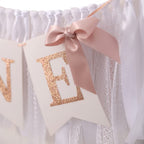 TUTOTU Rose Gold Blush & White 1st Birthday Banner - Highchair Decor