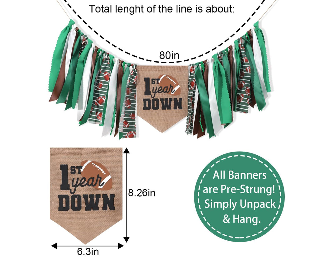 TUTOTU Football 1st Year Down Birthday High Chair Banner – First Birthday Decor for Baby Boy