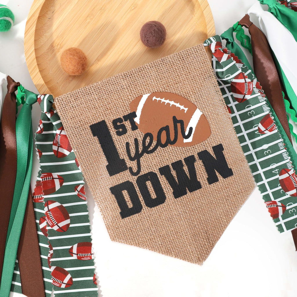 TUTOTU Football 1st Year Down Birthday High Chair Banner – First Birthday Decor for Baby Boy