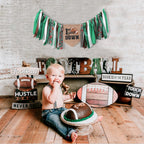 TUTOTU Football 1st Year Down Birthday High Chair Banner – First Birthday Decor for Baby Boy