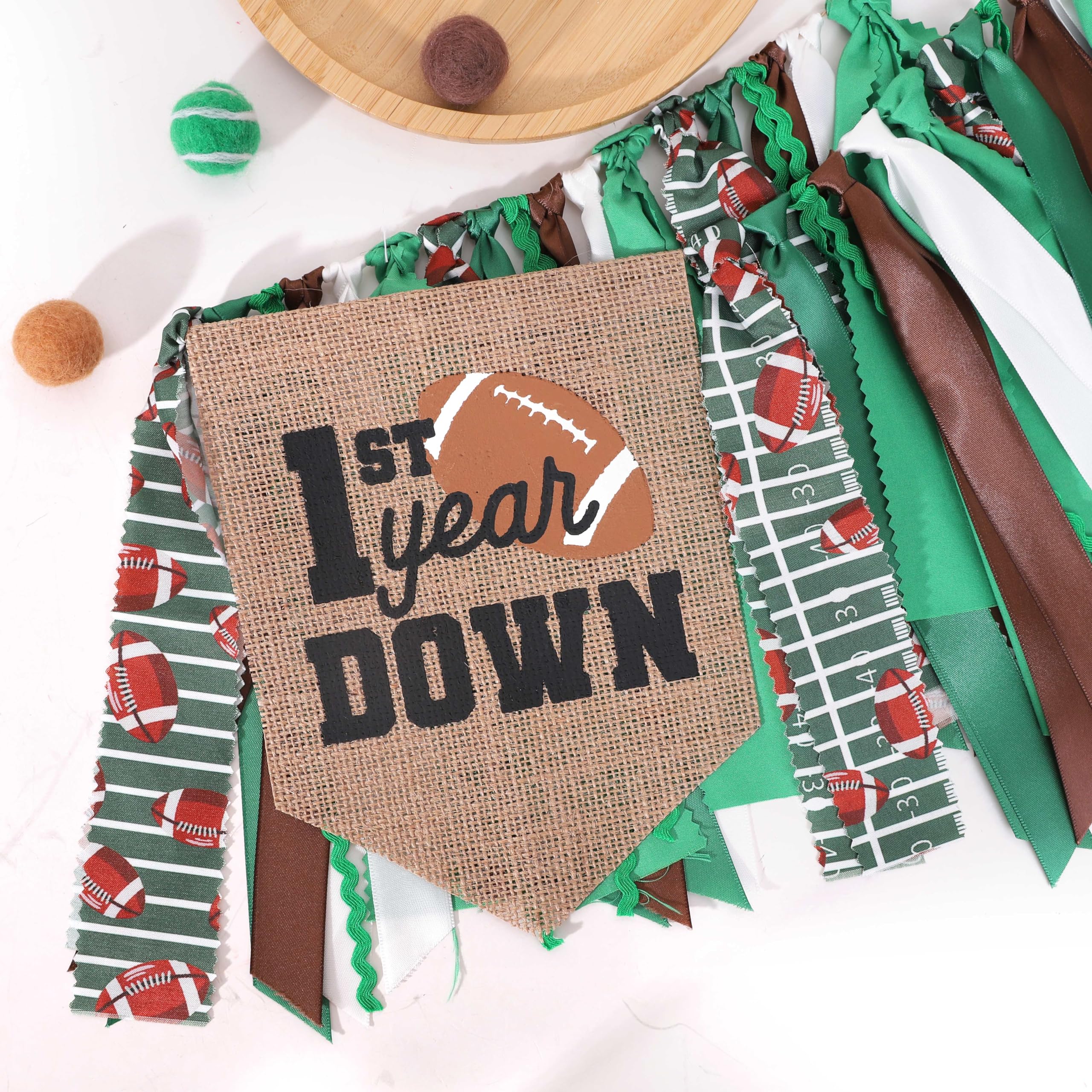 TUTOTU Football 1st Year Down Birthday High Chair Banner – First Birthday Decor for Baby Boy