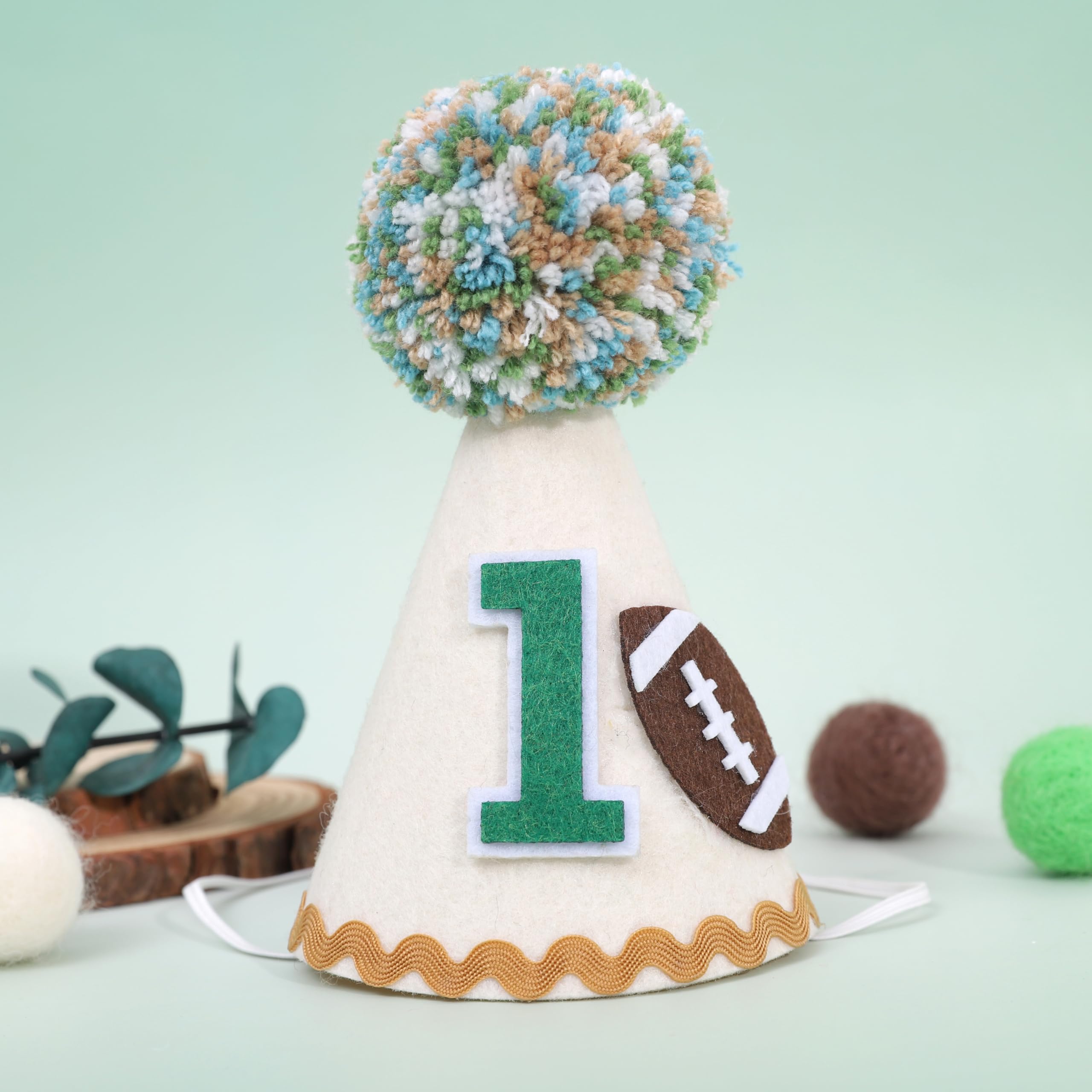 TUTOTU 1st Birthday Football Party Hat – Boys Birthday Decorations, Sports Themed Baby Shower Decor