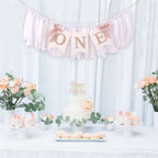 TUTOTU Rose Gold Blush & White 1st Birthday Banner - Highchair Decor