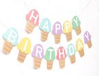 TUTOTU Ice Cream Happy Birthday Banner | Ice Cream Party Decor & Photo Props