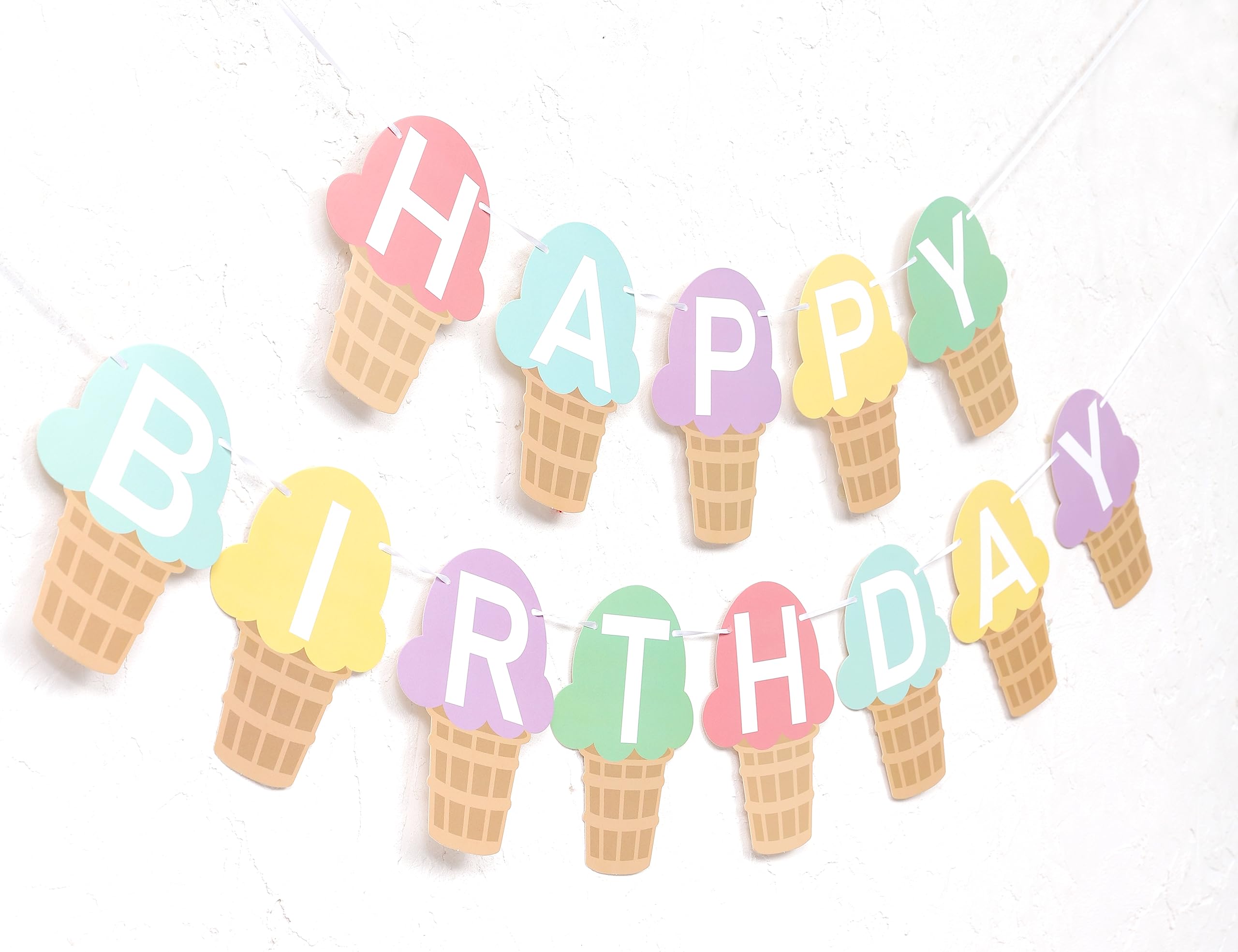 TUTOTU Ice Cream Happy Birthday Banner | Ice Cream Party Decor & Photo Props