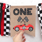 TUTOTU Race Car One High Chair Banner – 1st Birthday Party Decor, Racing Theme