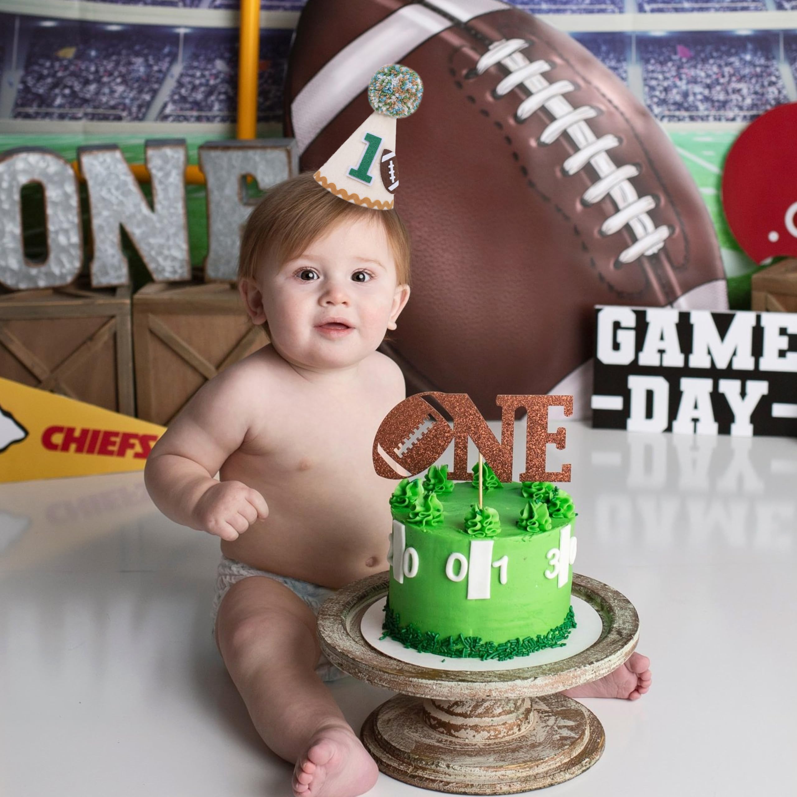 TUTOTU 1st Birthday Football Party Hat – Boys Birthday Decorations, Sports Themed Baby Shower Decor