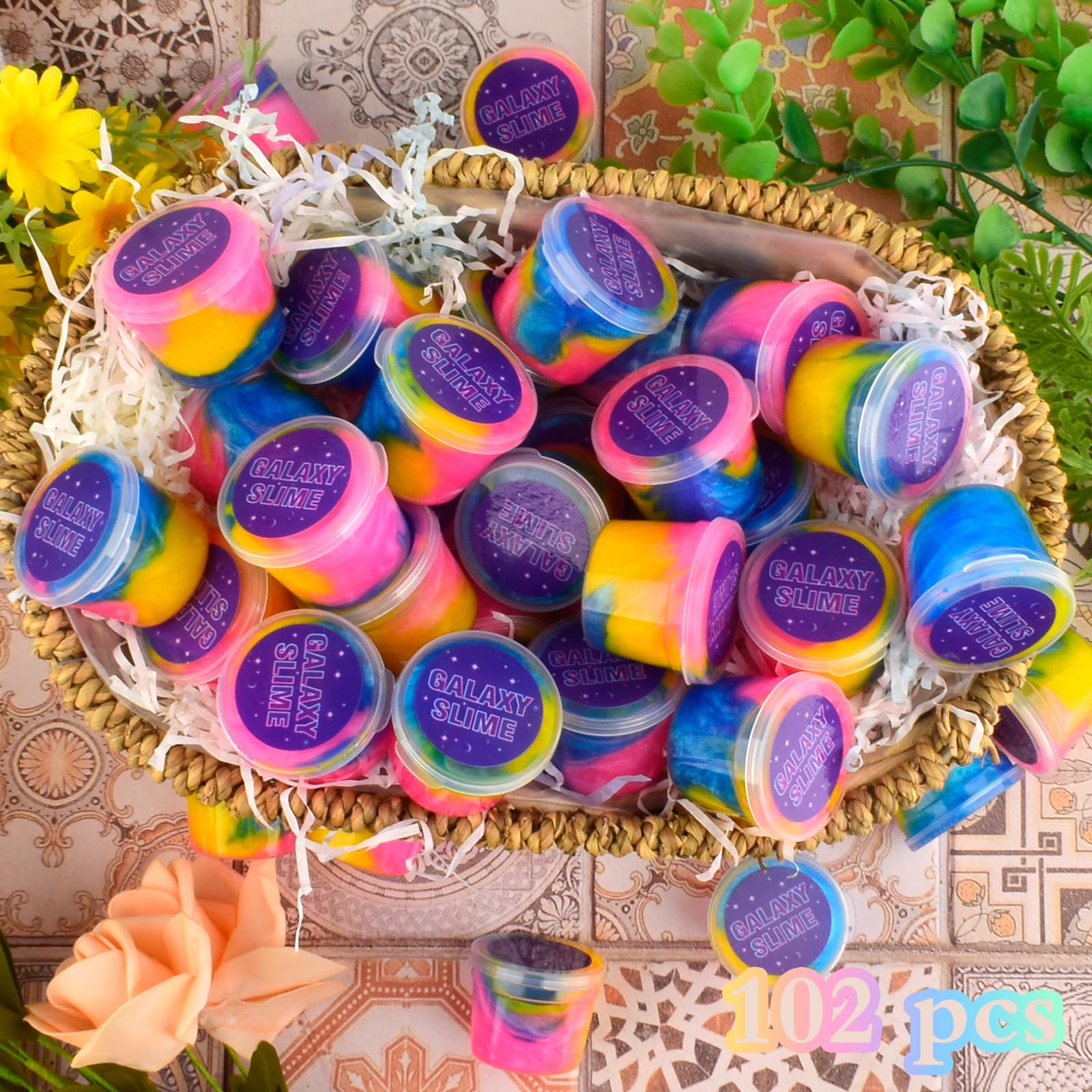 tuupowana 102 Pack Galaxy Slime Kit | Bulk Party Favors, DIY Fun & Stress-Relief Toy