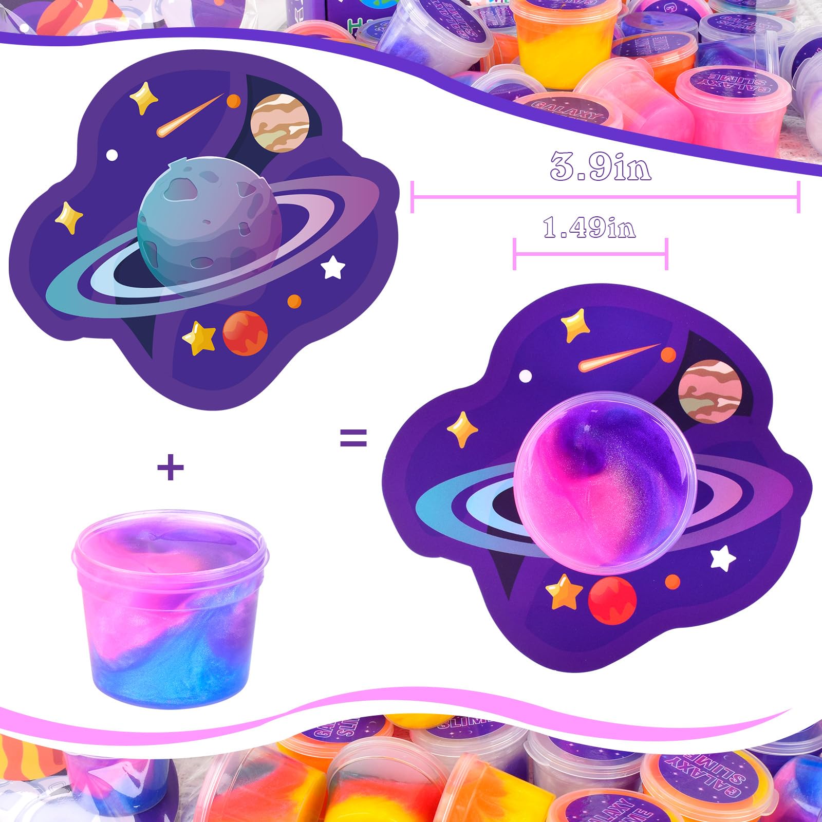 Tuupowana 30-Pack Valentines Day Gift Cards with Galaxy Slime – Kids Party Favors & Classroom Prizes