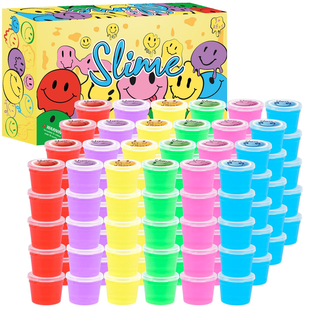 Tuupowana 120-Pack Clear Crystal Slime Kit – Smiling Slime Colors for Kids, Classroom & Party Supplies