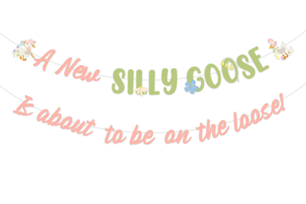 Two Wild Silly Goose Baby Shower Banner – Pink Floral Decor
