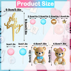 TxscOxwP1 38-Piece Bear Cake Topper Set – Oh Baby Gender Reveal, Blue & Pink