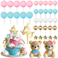 TxscOxwP1 38-Piece Bear Cake Topper Set – Oh Baby Gender Reveal, Blue & Pink