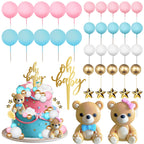 TxscOxwP1 38-Piece Bear Cake Topper Set – Oh Baby Gender Reveal, Blue & Pink
