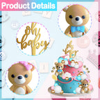 TxscOxwP1 38-Piece Bear Cake Topper Set – Oh Baby Gender Reveal, Blue & Pink