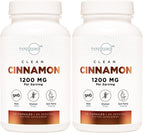 Type Zero Ceylon Cinnamon Capsules 1200mg | 120 Capsules - Natural Non-GMO Gluten Free Organic Cinnamon Bark Supplement (Pack of 2)