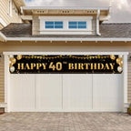 TZSS Large Black & Gold 40th Birthday Banner, 9.8ft x 1.6ft