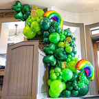 UAEYW St. Patrick's Day Decorations – 128-Piece Green Balloon Arch Garland Kit with Shamrock & Rainbow Foil Balloons