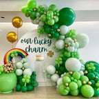 UAEYW St. Patrick's Day Decorations – 128-Piece Green Balloon Arch Garland Kit with Shamrock & Rainbow Foil Balloons
