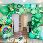 UAEYW St. Patrick's Day Decorations – 128-Piece Green Balloon Arch Garland Kit with Shamrock & Rainbow Foil Balloons