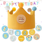 Ulibanner Reusable Birthday Crown with Adjustable Numbers – Ginger & Yellow for Kids