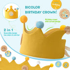 Ulibanner Reusable Birthday Crown with Adjustable Numbers – Ginger & Yellow for Kids