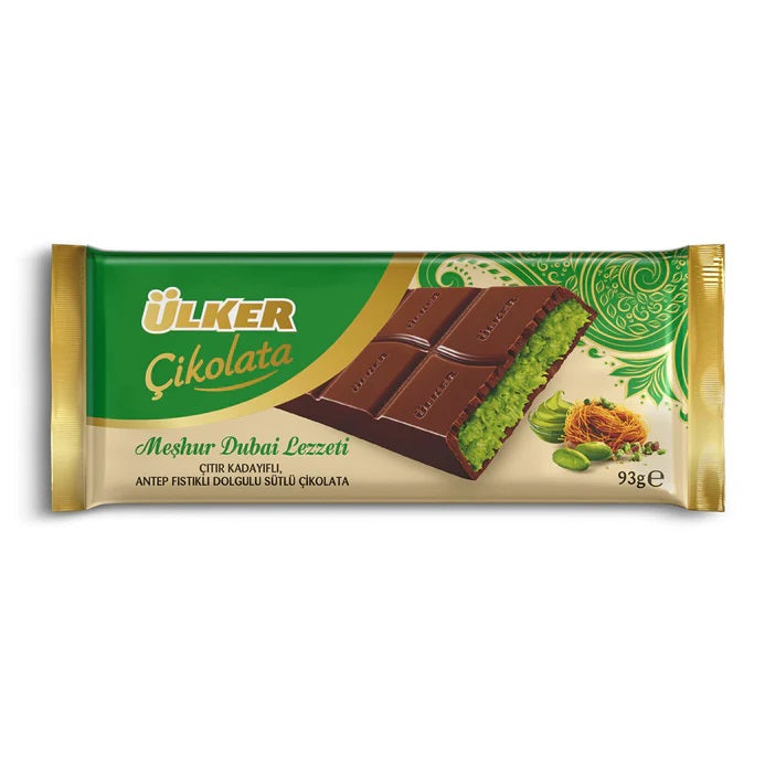 Ulker Cikolata Meshur Dubai Lezzeti Pistachio Kadayif Milk Chocolate 93g