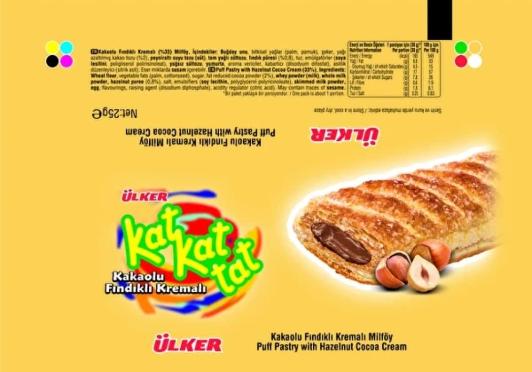 Ülker Kat Kat Tat Chocolate Hazelnut Puff Pastry 25g