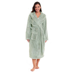 Daisy Dreamer Hooded Fleece Touch Robe Womens Sage Green Extra Long UK Sizes 8-22