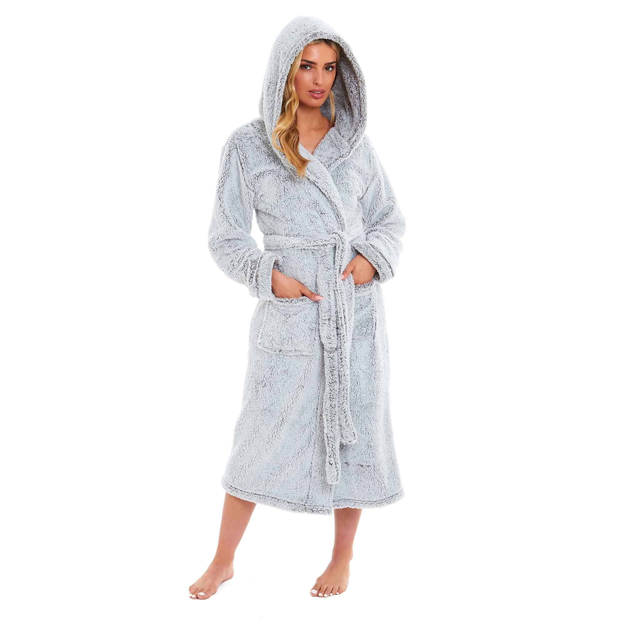 Daisy Dreamer Women's Fleece Hooded Robe Snuggle Touch Velvet-Soft Loungewear UK Sizes