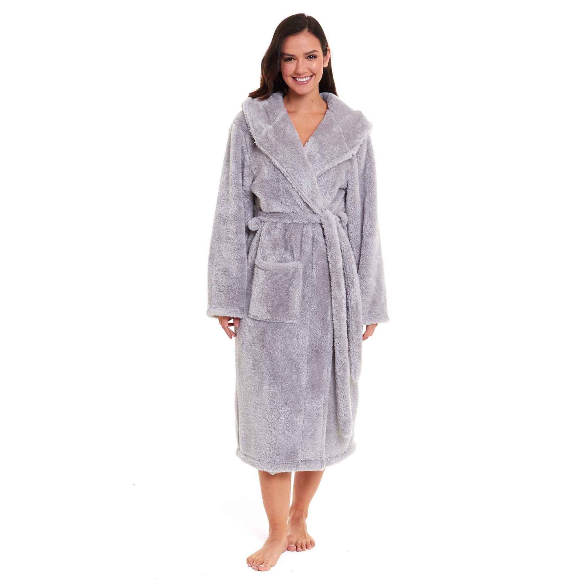 Daisy Dreamer Women's Fleece Hooded Robe Snuggle Touch Velvet-Soft Loungewear UK Sizes
