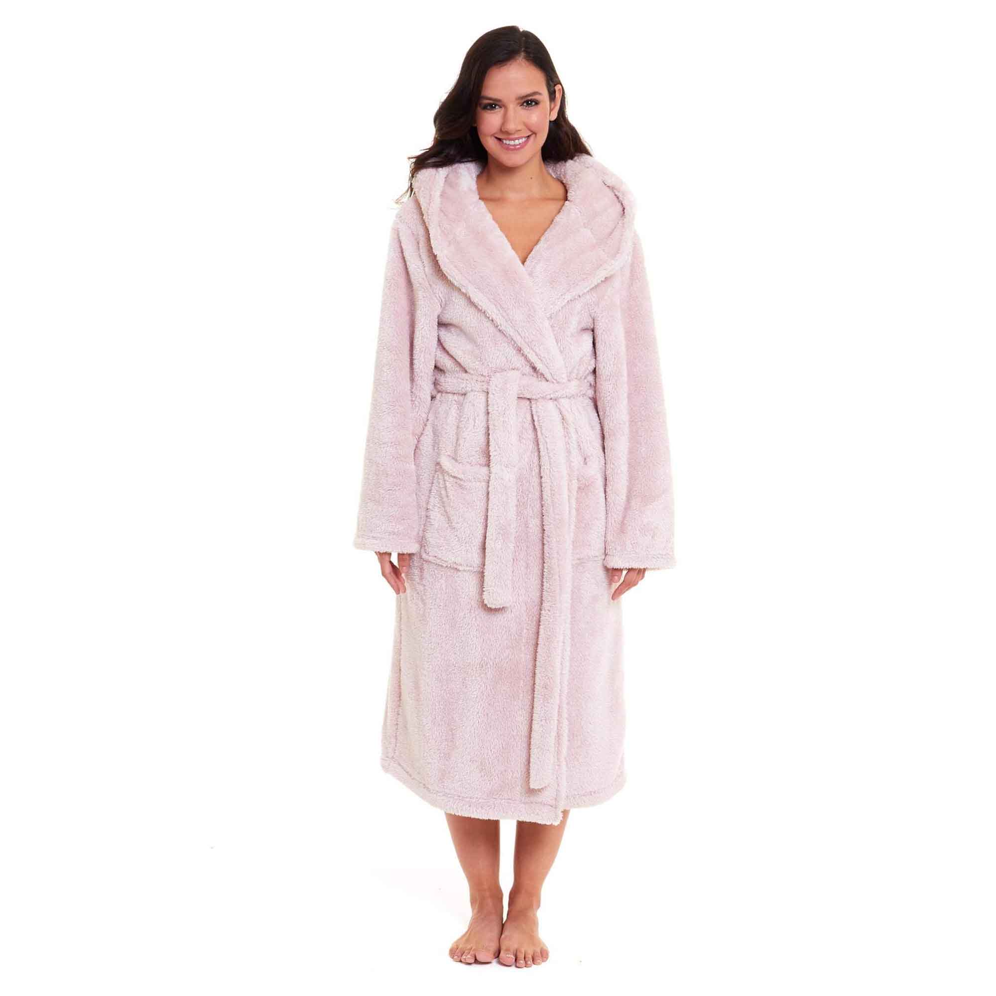 Daisy Dreamer Women's Fleece Hooded Robe Snuggle Touch Velvet-Soft Loungewear UK Sizes